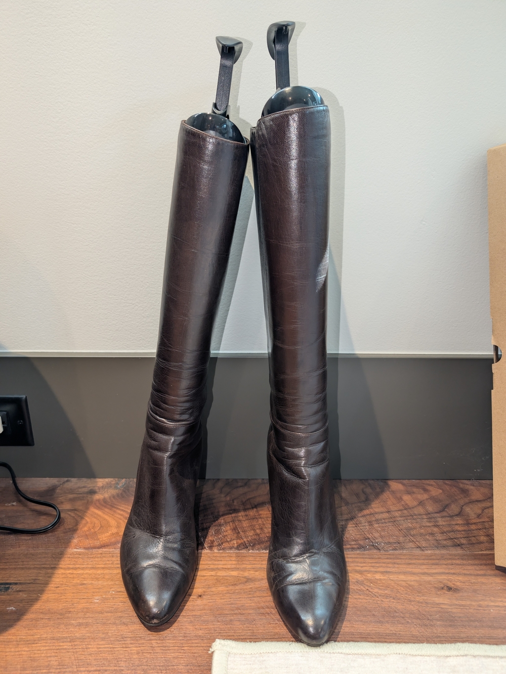 Jimmy Choo Dark Brown Leather Tall Heeled Boots